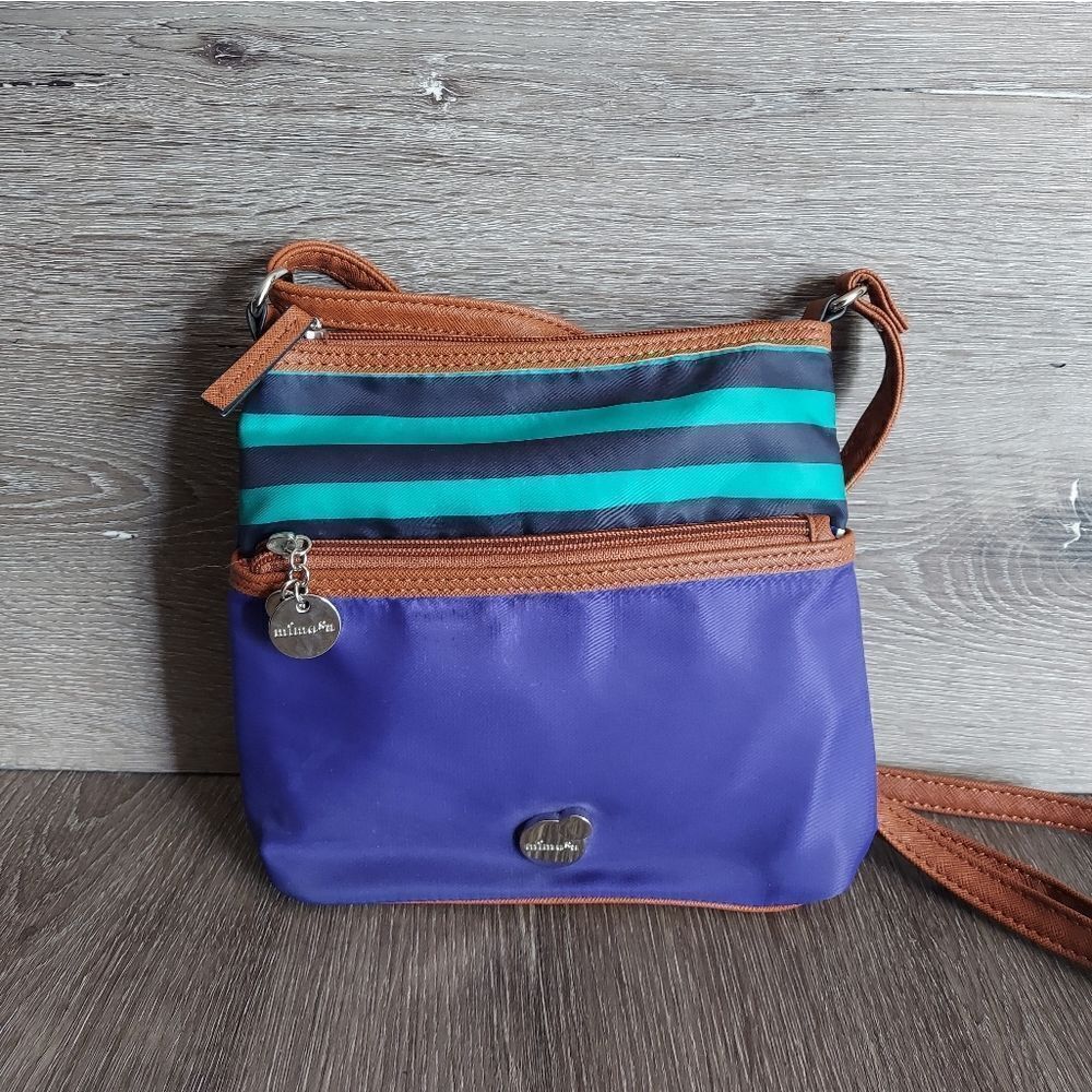Mimosa Crossbody Striped Bag Purse Purple Green